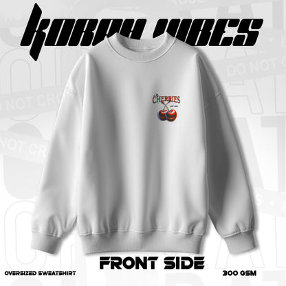 CHERRIES WHITE PREMIUM OVERSIZED SWEATSHIRT