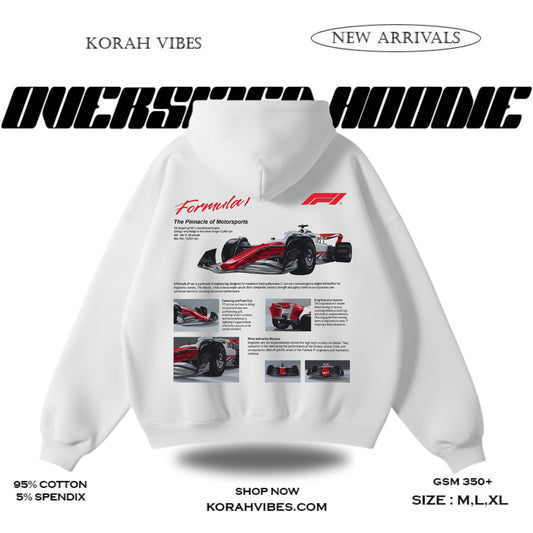 F1 PREMIUM OVERSIZED WHITE HOODIE