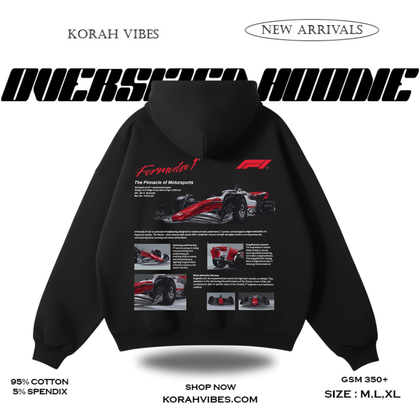 F1 PREMIUM OVERSIZED BLACK  HOODIE