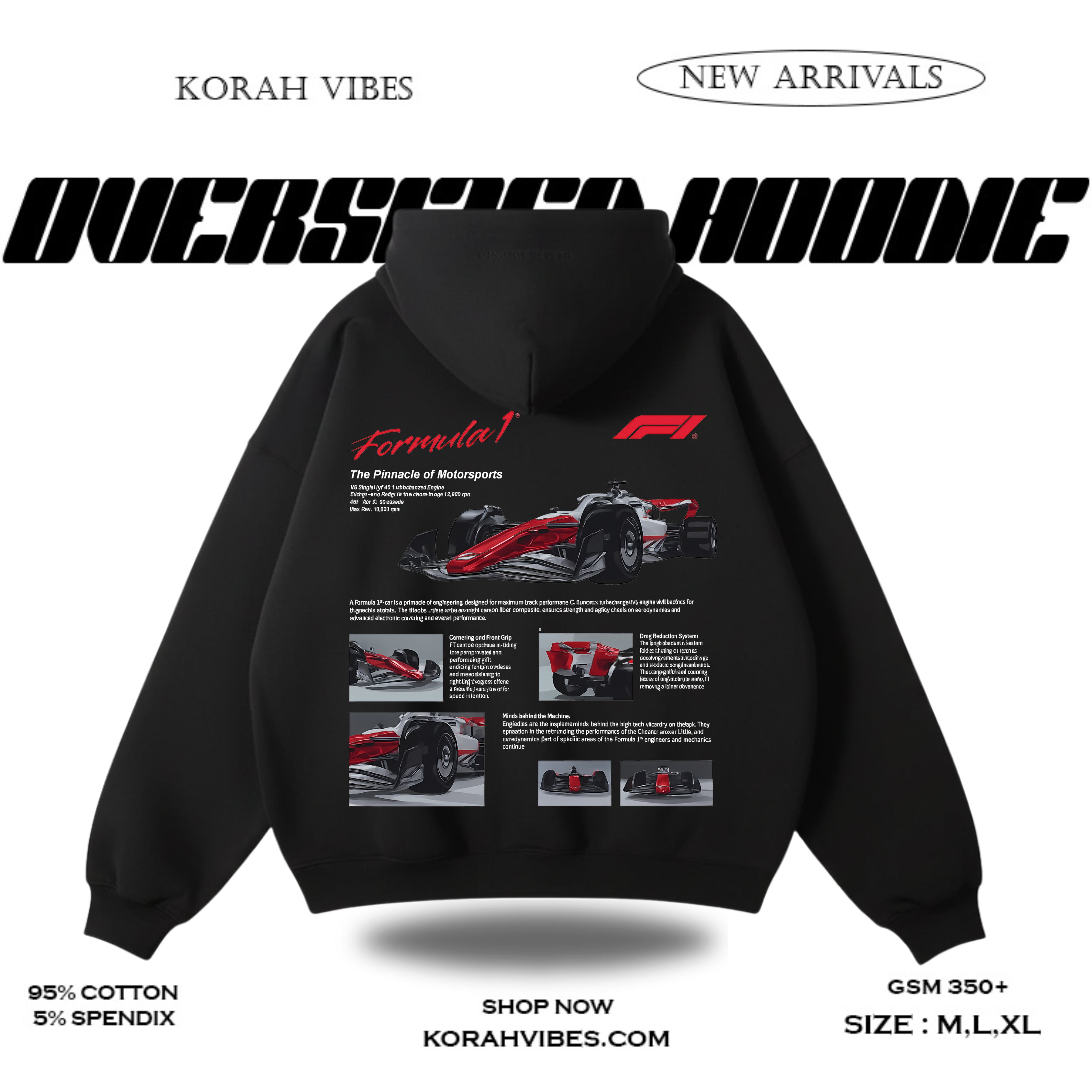 F1 PREMIUM OVERSIZED BLACK  HOODIE