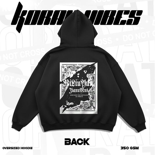NEVER FORGET PREMIUM OVERSIZED BLACK HOODIE