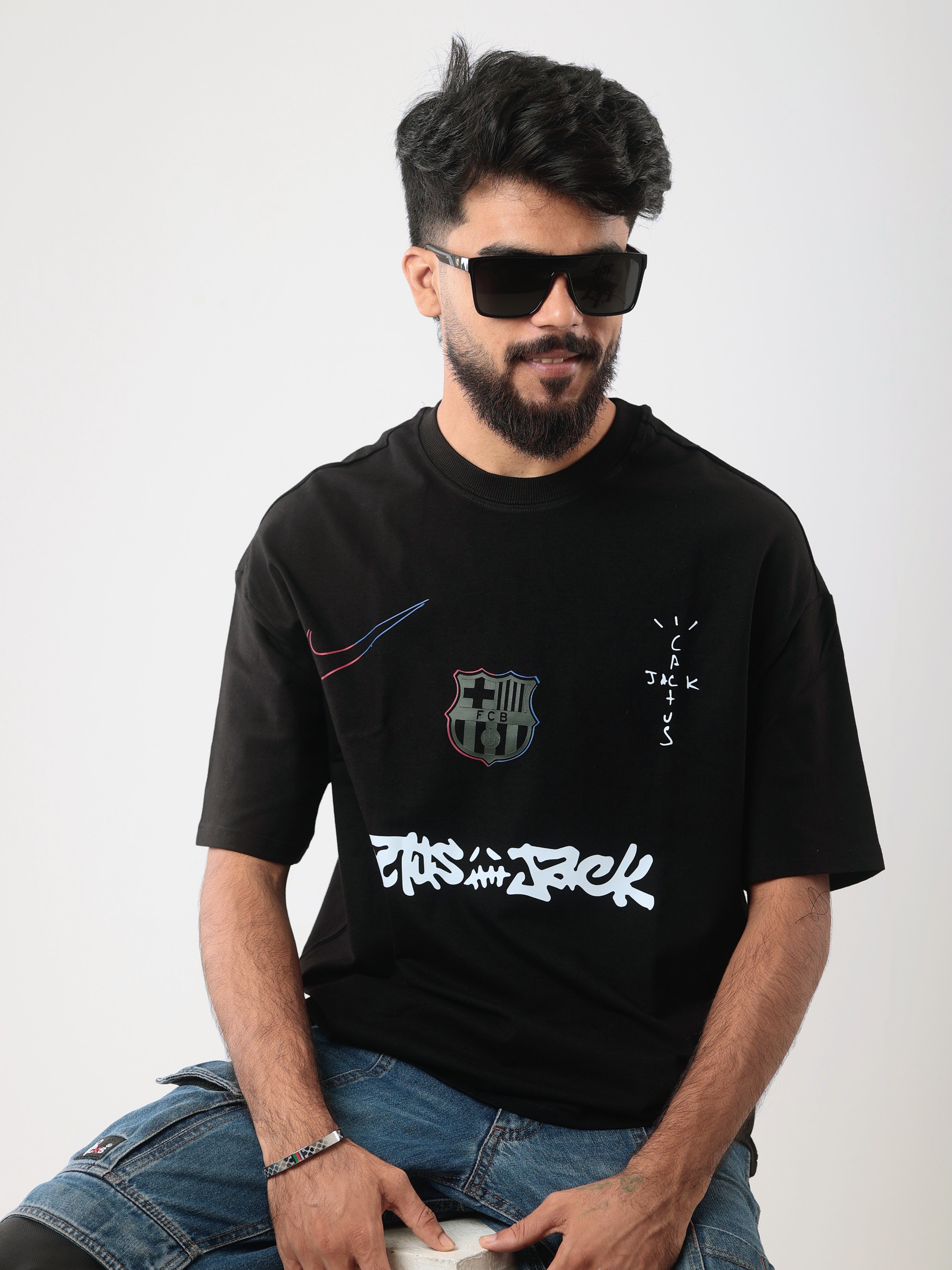 FCB BLACK DROPSHOULDER TSHIRT