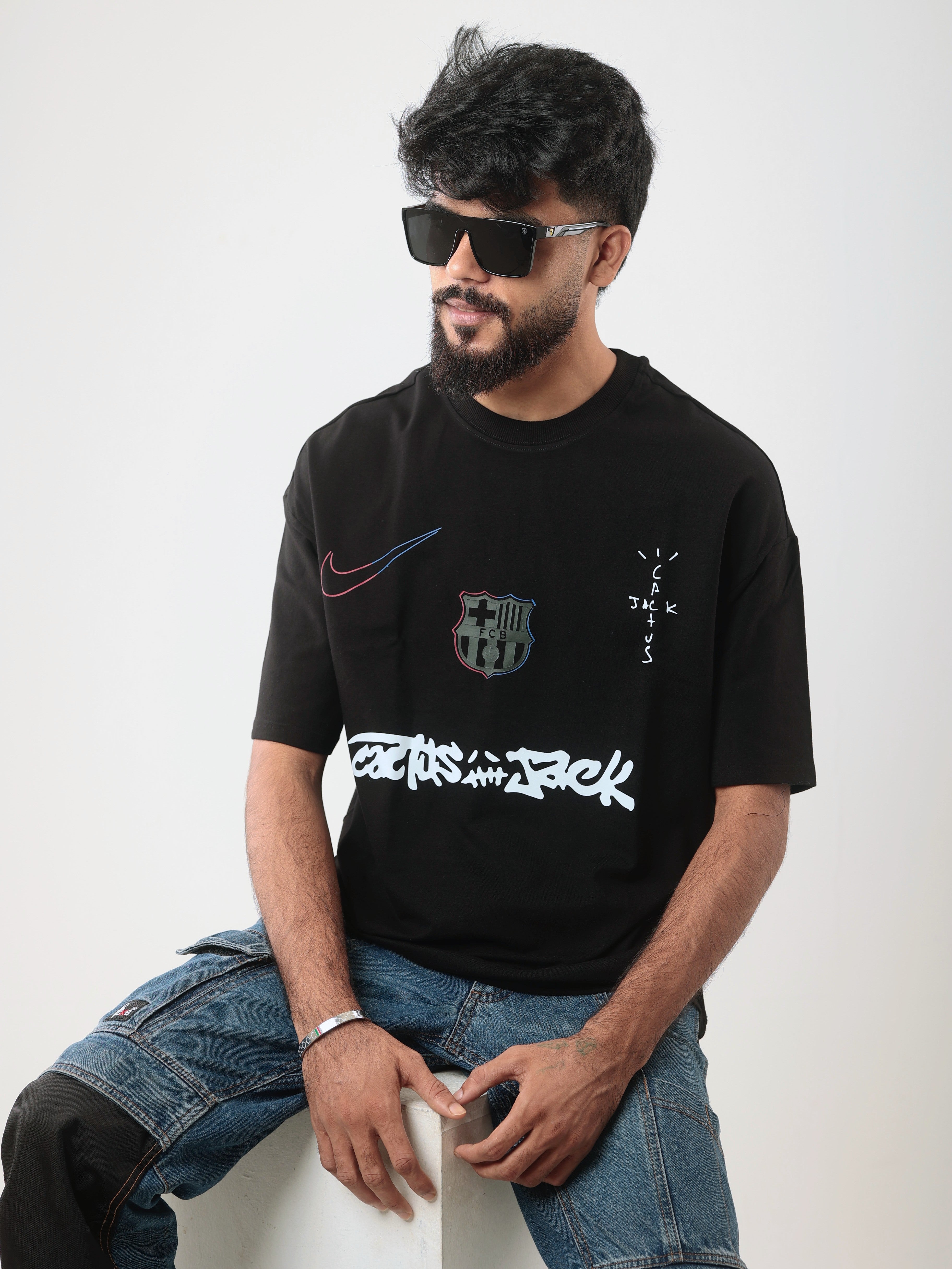 FCB BLACK DROPSHOULDER TSHIRT